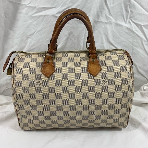Genuine Louis Vuitton speedy 30Damier Azur satchel bag